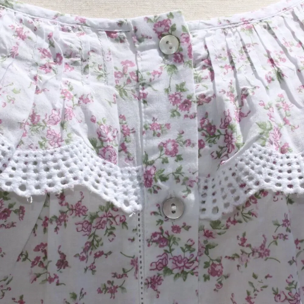 Rachel Ashwell Women's Ditsy Floral Cotton Sweet Babydoll Nightgown Size Medium - Picture 2 of 14